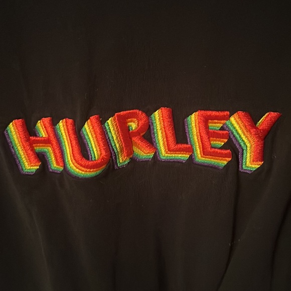 Hurley Pride Rainbow Flag Colors T-Shirt Large Embroidered Logo Short Sleeve - Picture 3 of 6